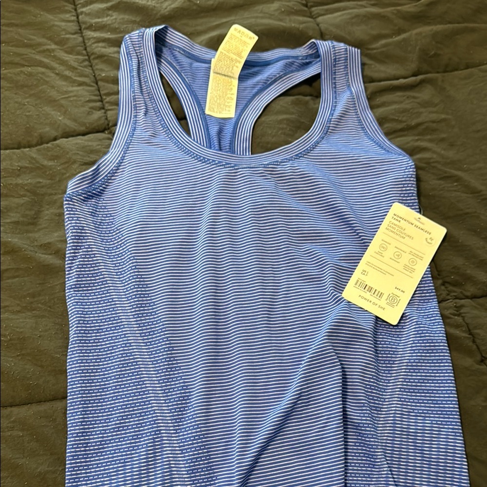 Athleta Momentum Seamless Blue Striped Tank